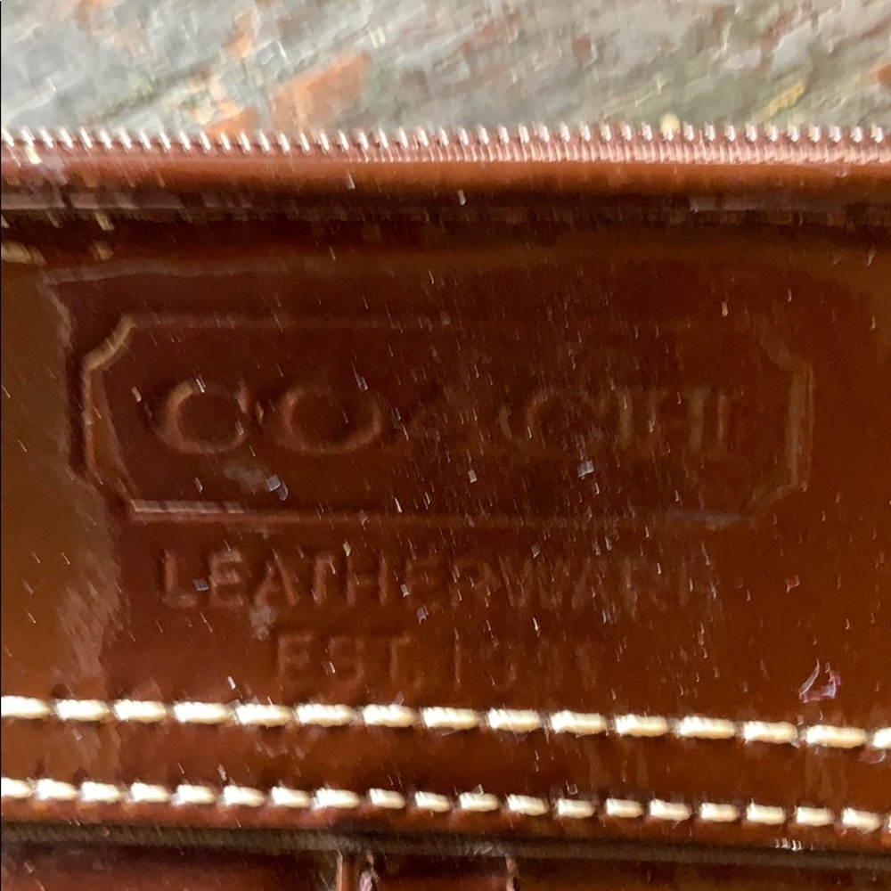 Coach brown Paton leather wristlet